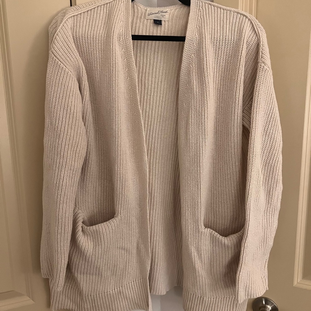 Universal Thread Cream Ribbed Knit Cardigan Sweater